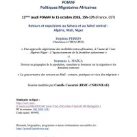 11ème Jeudi POMAF (Politiques migratoires africaines) le 15 octobre