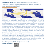 1ère séance - Webinaire RAEE 2026-27 : "Transdisciplinarité et interdisciplinarité : quelles différences pour quelles applications ?"