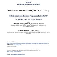 8ème Jeudi POMAF-Politiques migratoires africaines le 27 mars 2025 à 10h (heure de France GMT+1)