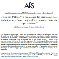 Journées d’étude “La sociologie des sciences et des techniques en France aujourd’hui : renouvellements et perspectives”