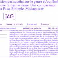 Production des savoirs sur le genre et/ou féministes en Afrique Subsaharienne. Une comparaison Burkina Faso, Éthiopie, Madagascar