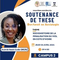Soutenance de thèse de Ossétché Gnazalé, 4 avril 2024, Bouaké