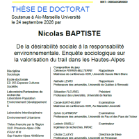 Nicolas Baptiste, sociologue, Ecologisation des événements sportifs dans les territoires ruraux de montagne 
